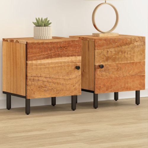 Tables de chevet 2 pcs 40x33x46 cm Bois d'acacia massif - Photo n°2; ?>