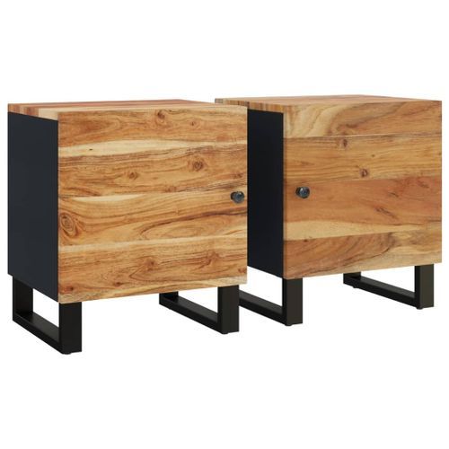 Tables de chevet 2 pcs 40x33x46 cm Bois d'acacia massif - Photo n°2; ?>