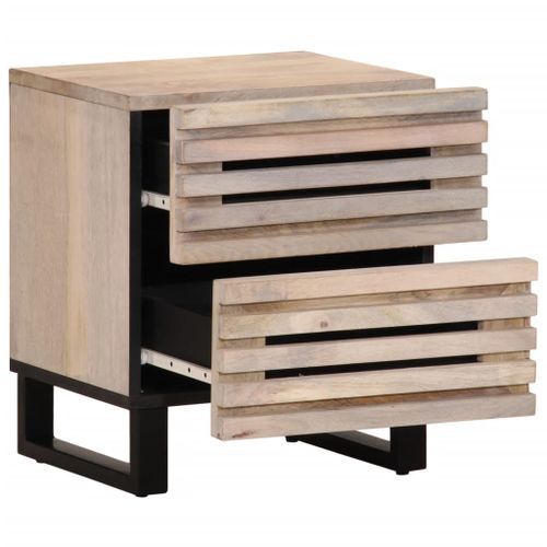 Tables de chevet 2 pcs 40x33x46 cm bois manguier massif blanchi - Photo n°3; ?>