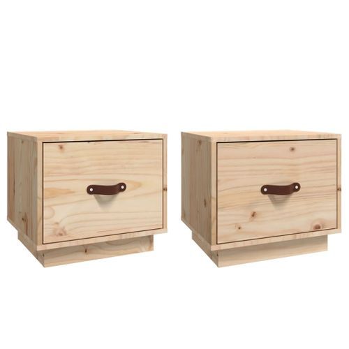 Tables de chevet 2 pcs 40x34x35 cm Bois de pin massif - Photo n°2; ?>