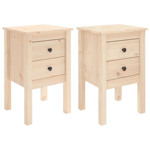 Tables de chevet 2 pcs 40x35x61,5 cm Bois de pin massif - Photo n°2; ?>