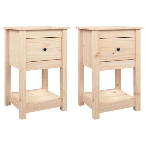 Tables de chevet 2 pcs 40x35x61,5 cm Bois de pin massif - Photo n°2; ?>