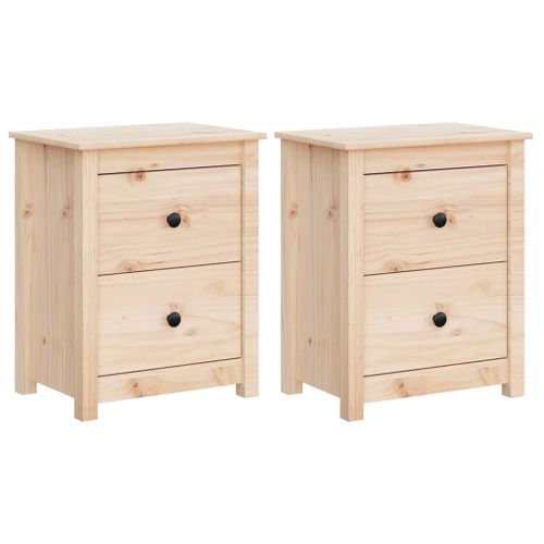 Tables de chevet 2 pcs 50x35x61,5 cm Bois de pin massif - Photo n°2; ?>