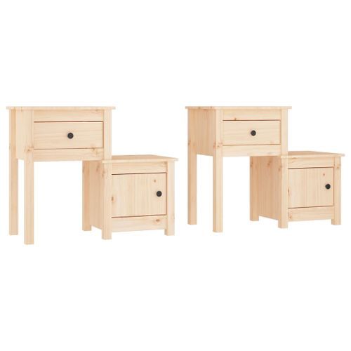 Tables de chevet 2 pcs 79,5x38x65,5 cm Bois de pin massif - Photo n°2; ?>