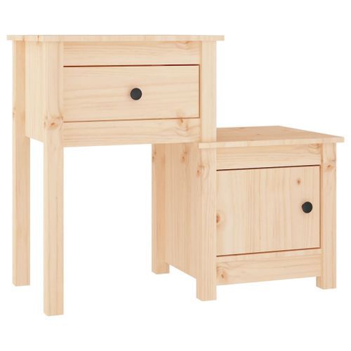 Tables de chevet 2 pcs 79,5x38x65,5 cm Bois de pin massif - Photo n°3; ?>