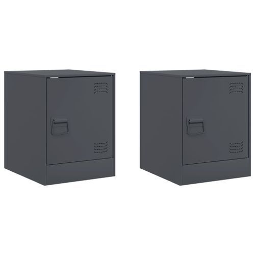 Tables de chevet 2 pcs anthracite 34,5x39x44 cm acier - Photo n°2; ?>