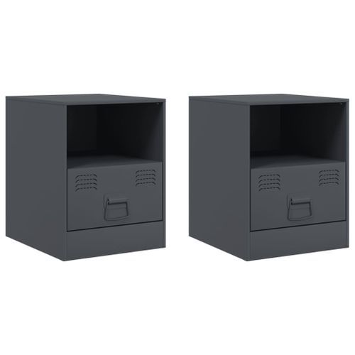 Tables de chevet 2 pcs anthracite 34,5x39x44 cm acier - Photo n°2; ?>