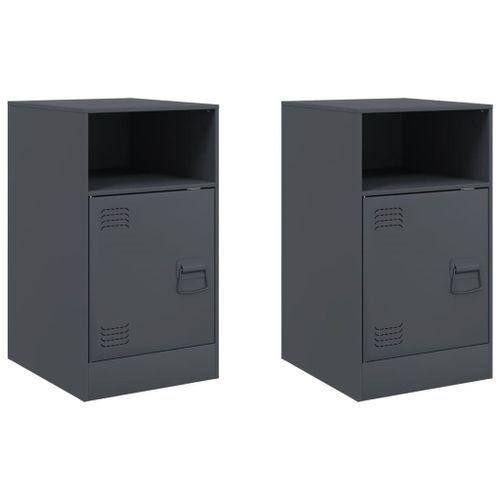 Tables de chevet 2 pcs anthracite 34,5x39x62 cm acier - Photo n°2; ?>