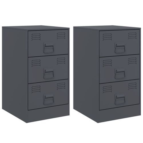 Tables de chevet 2 pcs anthracite 34,5x39x62 cm acier - Photo n°2; ?>