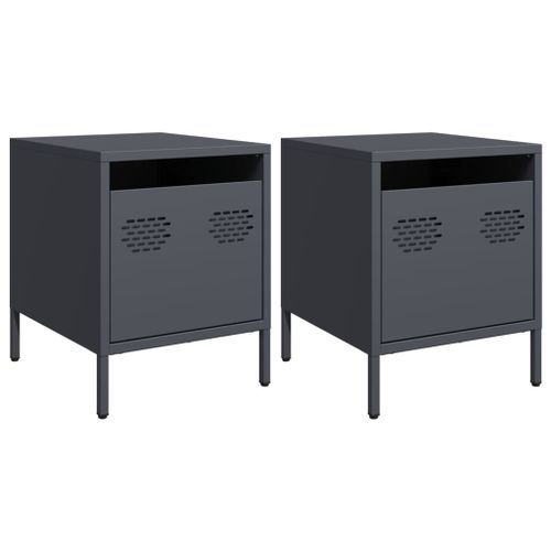 Tables de chevet 2 pcs anthracite 35x39x43,5 cm acier - Photo n°2; ?>