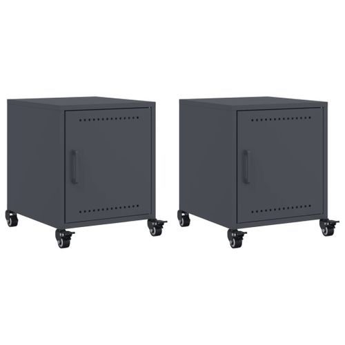 Tables de chevet 2 pcs anthracite 36x39x43,5 cm acier - Photo n°2; ?>