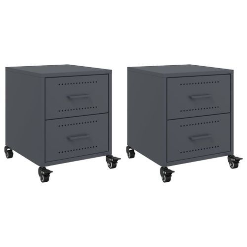 Tables de chevet 2 pcs anthracite 36x39x43,5 cm acier - Photo n°2; ?>