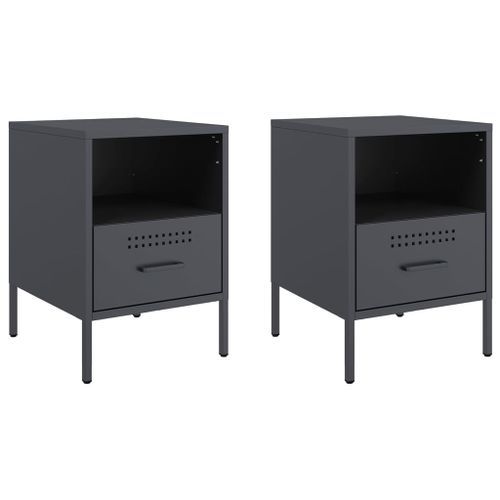 Tables de chevet 2 pcs anthracite 36x39x50,5 cm - Photo n°2; ?>