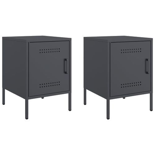 Tables de chevet 2 pcs anthracite 36x39x50,5 cm acier - Photo n°2; ?>