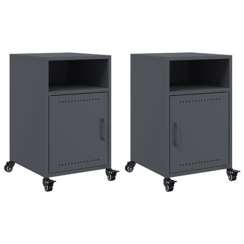 Tables de chevet 2 pcs anthracite 36x39x59 cm acier - Photo n°2; ?>