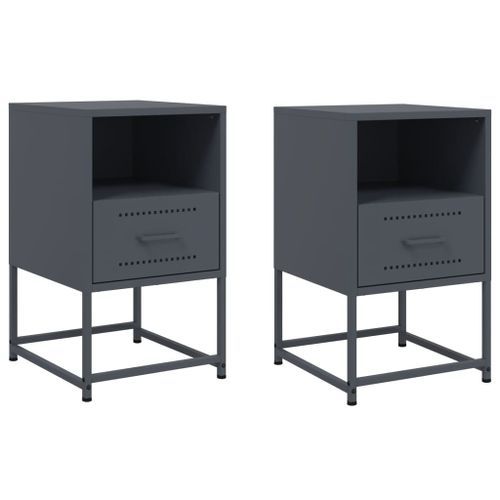 Tables de chevet 2 pcs anthracite 36x39x60,5 cm acier - Photo n°2; ?>