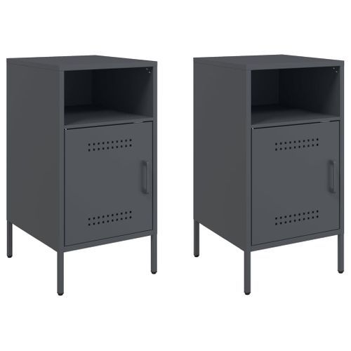 Tables de chevet 2 pcs anthracite 36x39x68 cm - Photo n°2; ?>