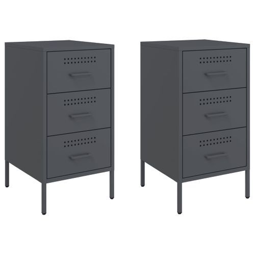 Tables de chevet 2 pcs anthracite 36x39x68 cm - Photo n°2; ?>