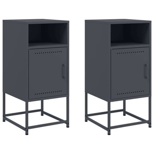 Tables de chevet 2 pcs anthracite 36x39x78 cm acier - Photo n°2; ?>