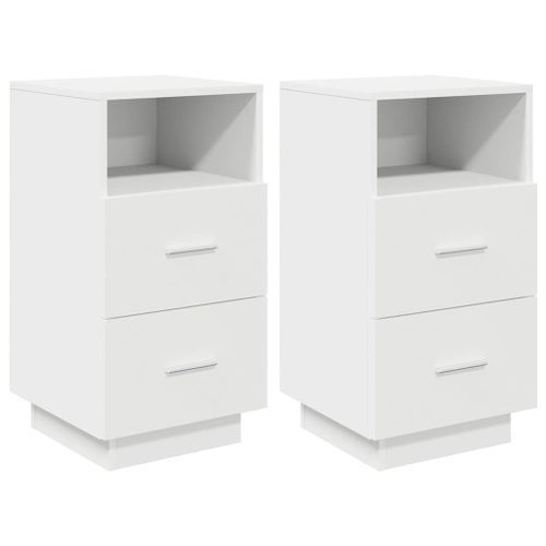 Tables de chevet 2 pcs avec 2 tiroirs blanc 36x36x68 cm - Photo n°2; ?>