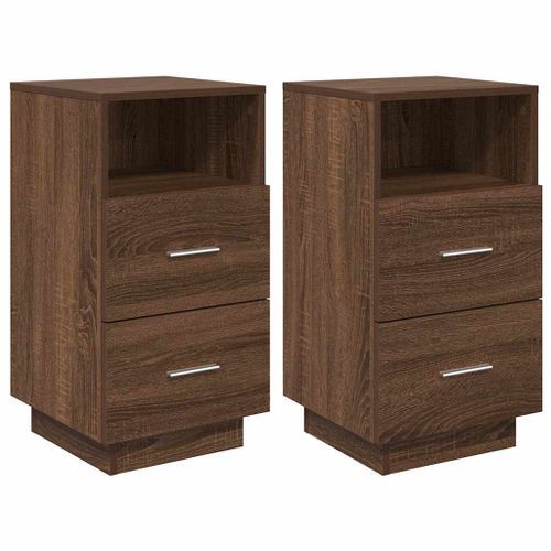 Tables de chevet 2 pcs avec 2 tiroirs chêne marron 36x36x68 cm - Photo n°2; ?>