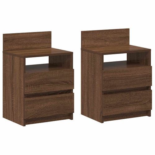 Tables de chevet 2 pcs avec 2 tiroirs chêne marron 40x33x60 cm - Photo n°2; ?>