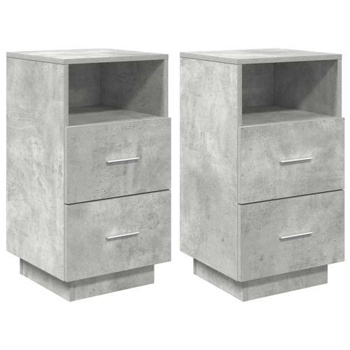 Tables de chevet 2 pcs avec 2 tiroirs gris béton 36x36x68 cm - Photo n°2; ?>