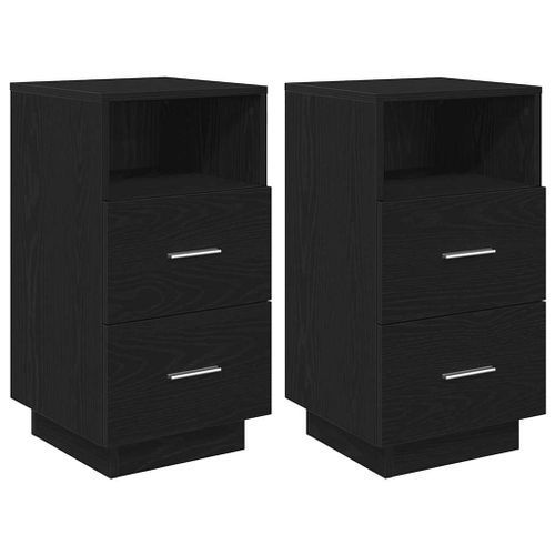 Tables de chevet 2 pcs avec 2 tiroirs noir 36x36x68 cm - Photo n°2; ?>