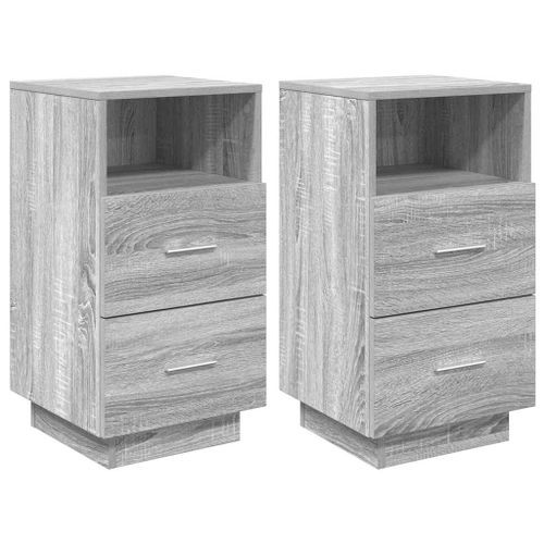 Tables de chevet 2 pcs avec 2 tiroirs sonoma gris 36x36x68 cm - Photo n°2; ?>