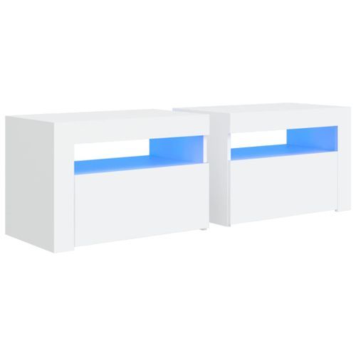 Tables de chevet 2 pcs avec LED Blanc 60x35x40 cm - Photo n°2; ?>