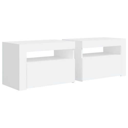 Tables de chevet 2 pcs avec LED Blanc 60x35x40 cm - Photo n°3; ?>