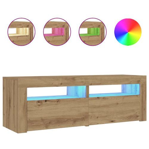 Tables de chevet 2 pcs avec LED chêne artisanal 60x35x40 cm - Photo n°2; ?>