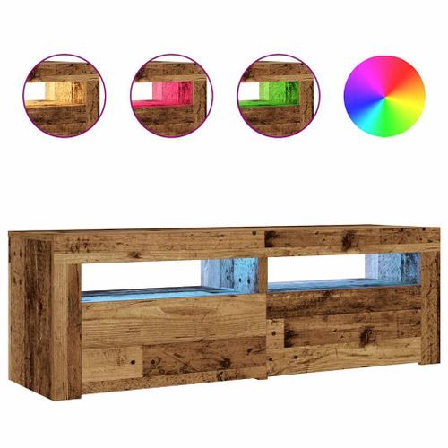 Tables de chevet 2 pcs avec LED vieux bois 60x35x40 cm - Photo n°2; ?>