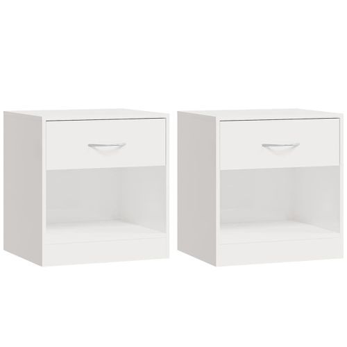 Tables de chevet 2 pcs avec tiroir Blanc brillant - Photo n°2; ?>