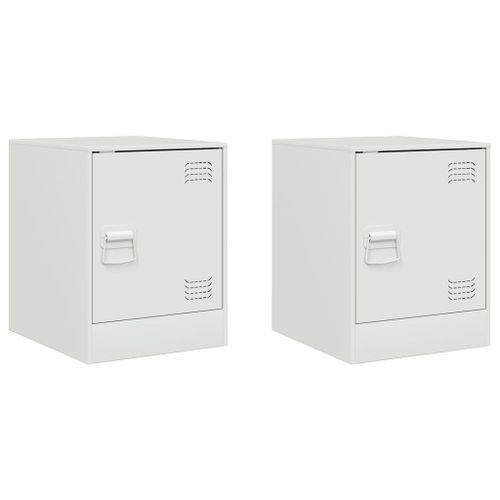 Tables de chevet 2 pcs blanc 34,5x39x44 cm acier - Photo n°2; ?>