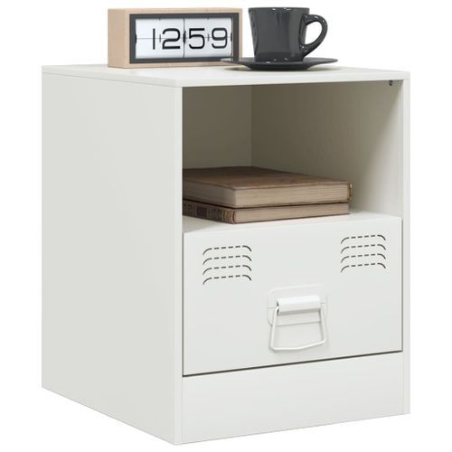 Tables de chevet 2 pcs blanc 34,5x39x44 cm acier - Photo n°3; ?>