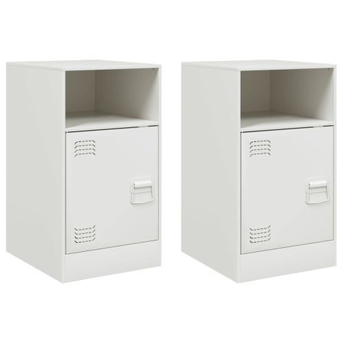 Tables de chevet 2 pcs blanc 34,5x39x62 cm acier - Photo n°2; ?>