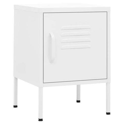 Tables de chevet 2 pcs Blanc 35x35x51 cm Acier - Photo n°3; ?>