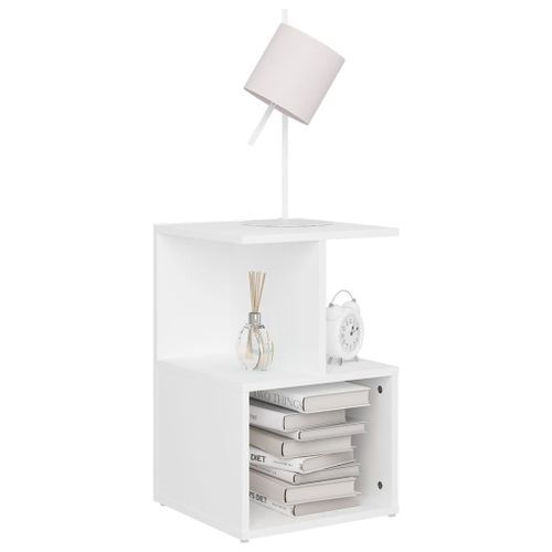 Tables de chevet 2 pcs Blanc 35x35x55 cm - Photo n°3; ?>