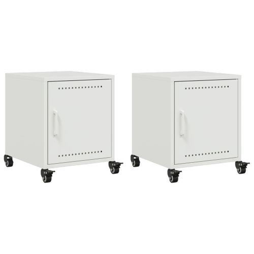 Tables de chevet 2 pcs blanc 36x39x43,5 cm acier - Photo n°2; ?>