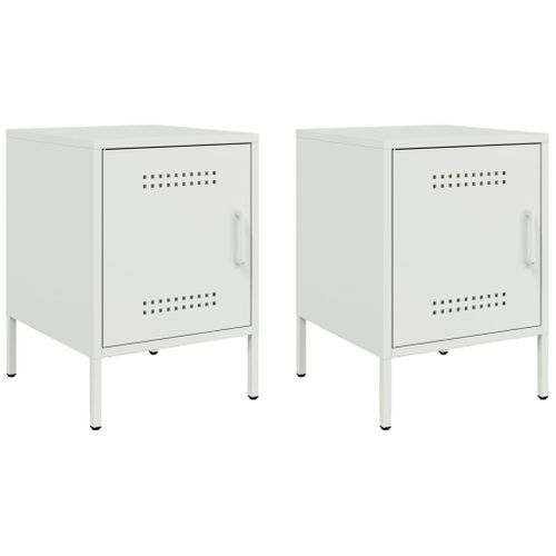 Tables de chevet 2 pcs blanc 36x39x50,5 cm acier - Photo n°2; ?>