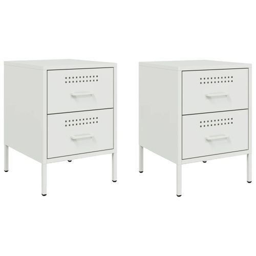 Tables de chevet 2 pcs blanc 36x39x50,5 cm acier - Photo n°2; ?>