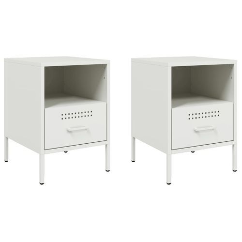 Tables de chevet 2 pcs blanc 36x39x50,5 cm acier laminé à froid - Photo n°2; ?>