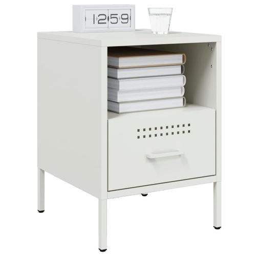 Tables de chevet 2 pcs blanc 36x39x50,5 cm acier laminé à froid - Photo n°3; ?>