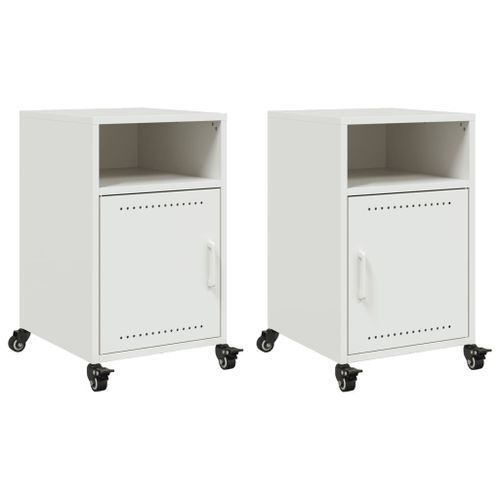 Tables de chevet 2 pcs blanc 36x39x59 cm acier - Photo n°2; ?>