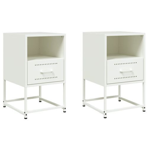 Tables de chevet 2 pcs blanc 36x39x60,5 cm acier - Photo n°2; ?>