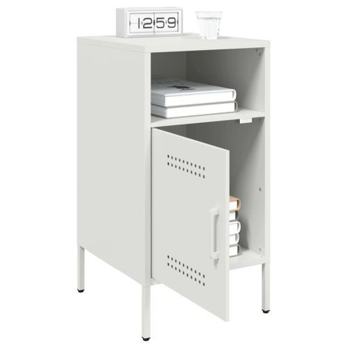 Tables de chevet 2 pcs blanc 36x39x68 cm acier laminé à froid - Photo n°3; ?>