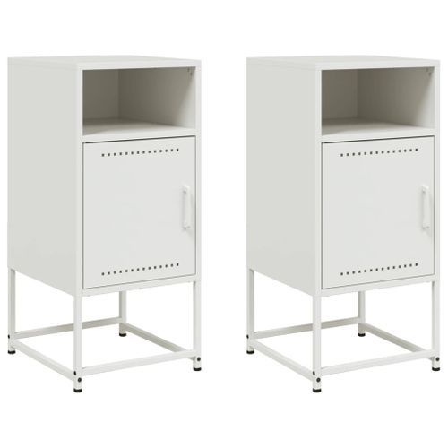 Tables de chevet 2 pcs blanc 36x39x78 cm acier - Photo n°2; ?>