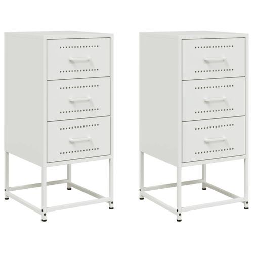 Tables de chevet 2 pcs blanc 36x39x78 cm acier - Photo n°2; ?>