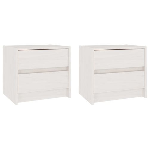 Tables de chevet 2 pcs Blanc 40x30,5x35,5 cm Bois de pin solide - Photo n°2; ?>